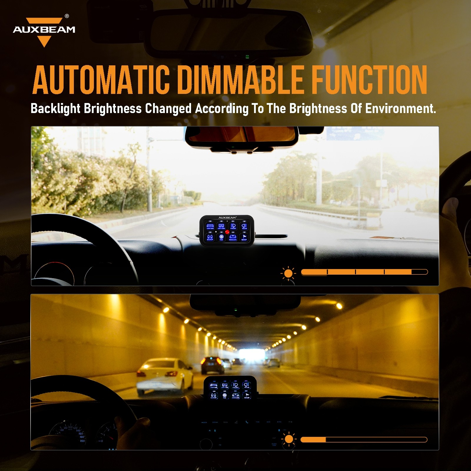 AUXBEAM Blue BB80 8 Gang on-off Switch Panel Automatic Dimmable System For Ford