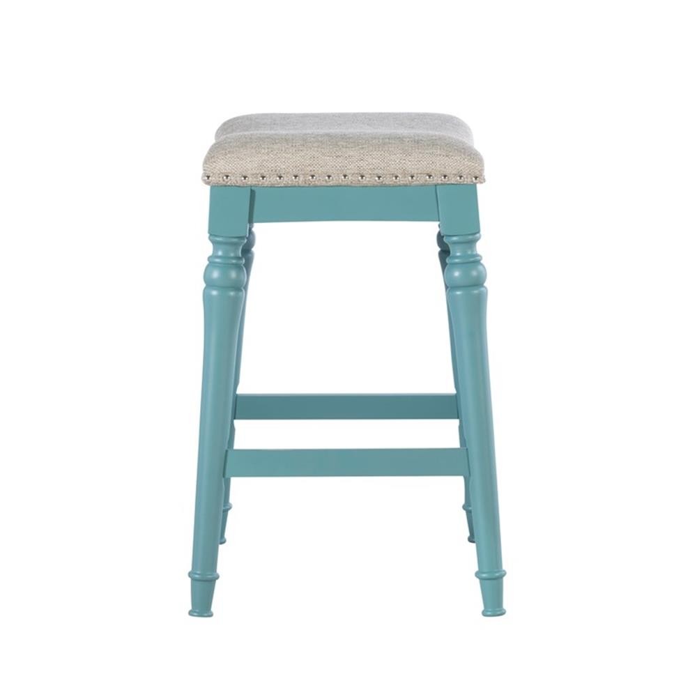 Pemberly Row Coastal Big and Tall 27" Wood Counter Stool in Blue