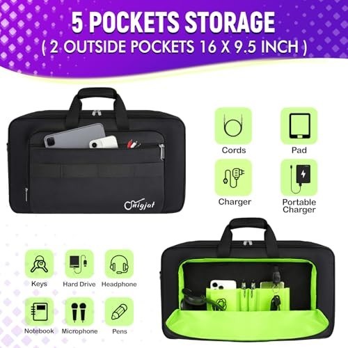 Padded DJ Controller Case for DDJ-FLX4, DJ 400, REV1 - 5 Pockets, Adjustable Str