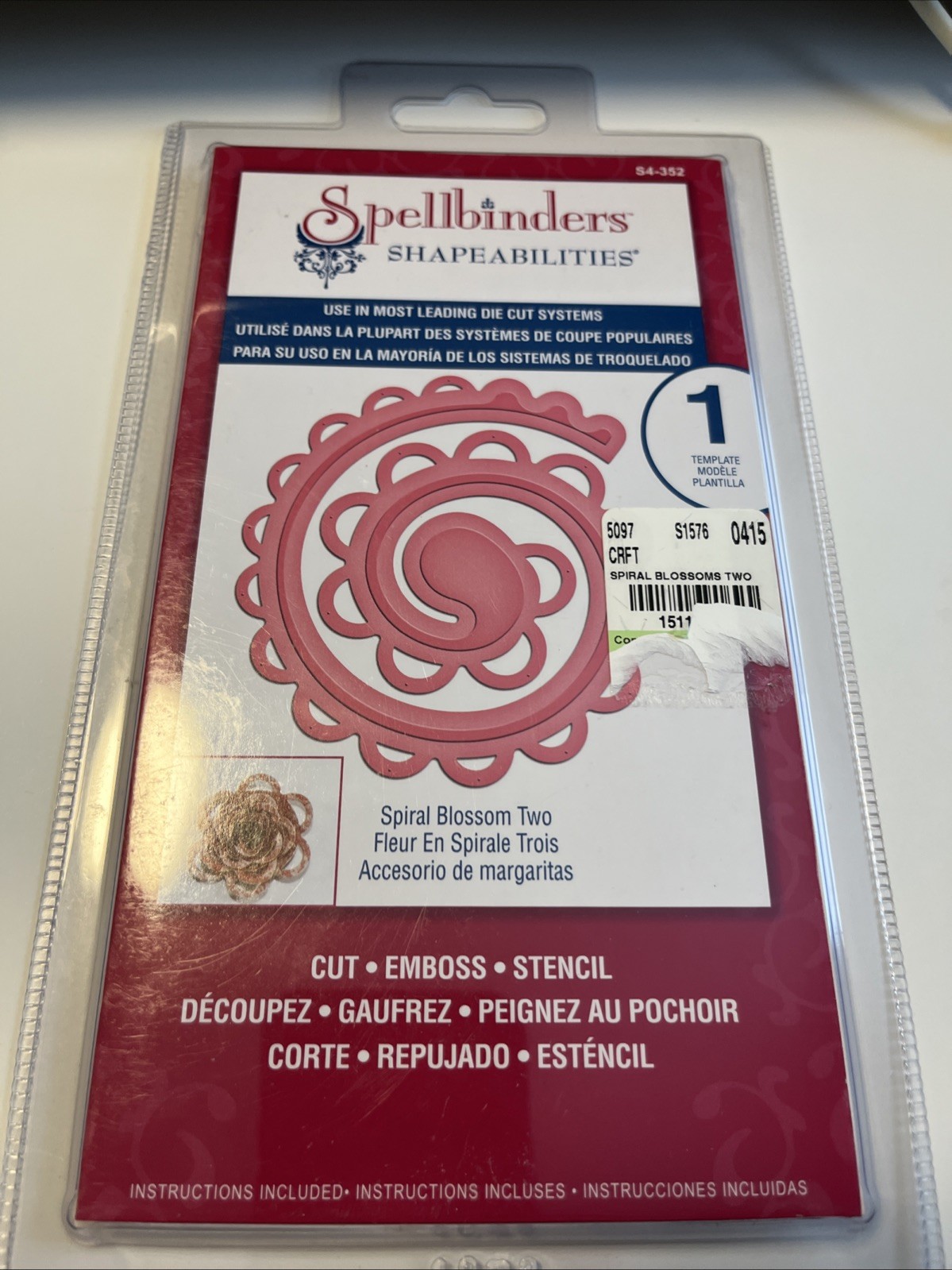 New Spellbinders Shapeabilities Spiral Blossom One 1 Die Template S4-351