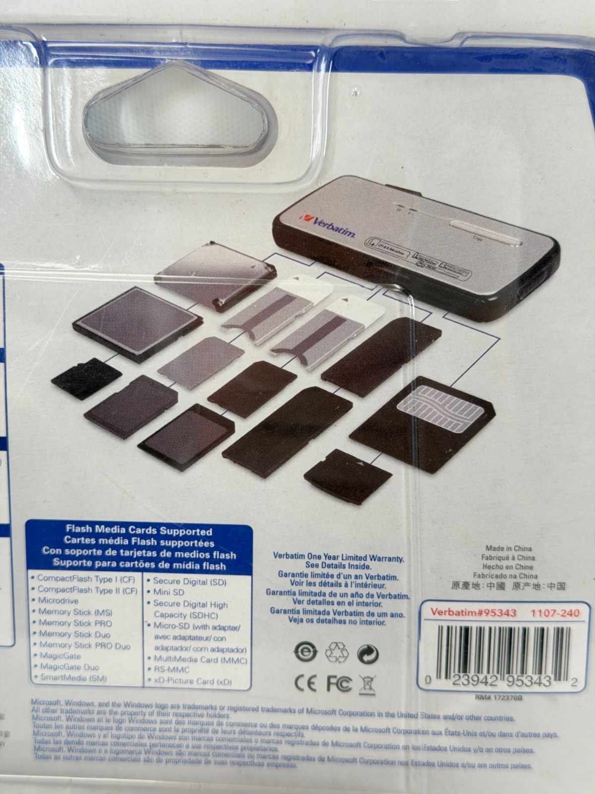Verbatim CameraMate Universal USB 2.0 Memory Card Reader One-Touch Copy NEW