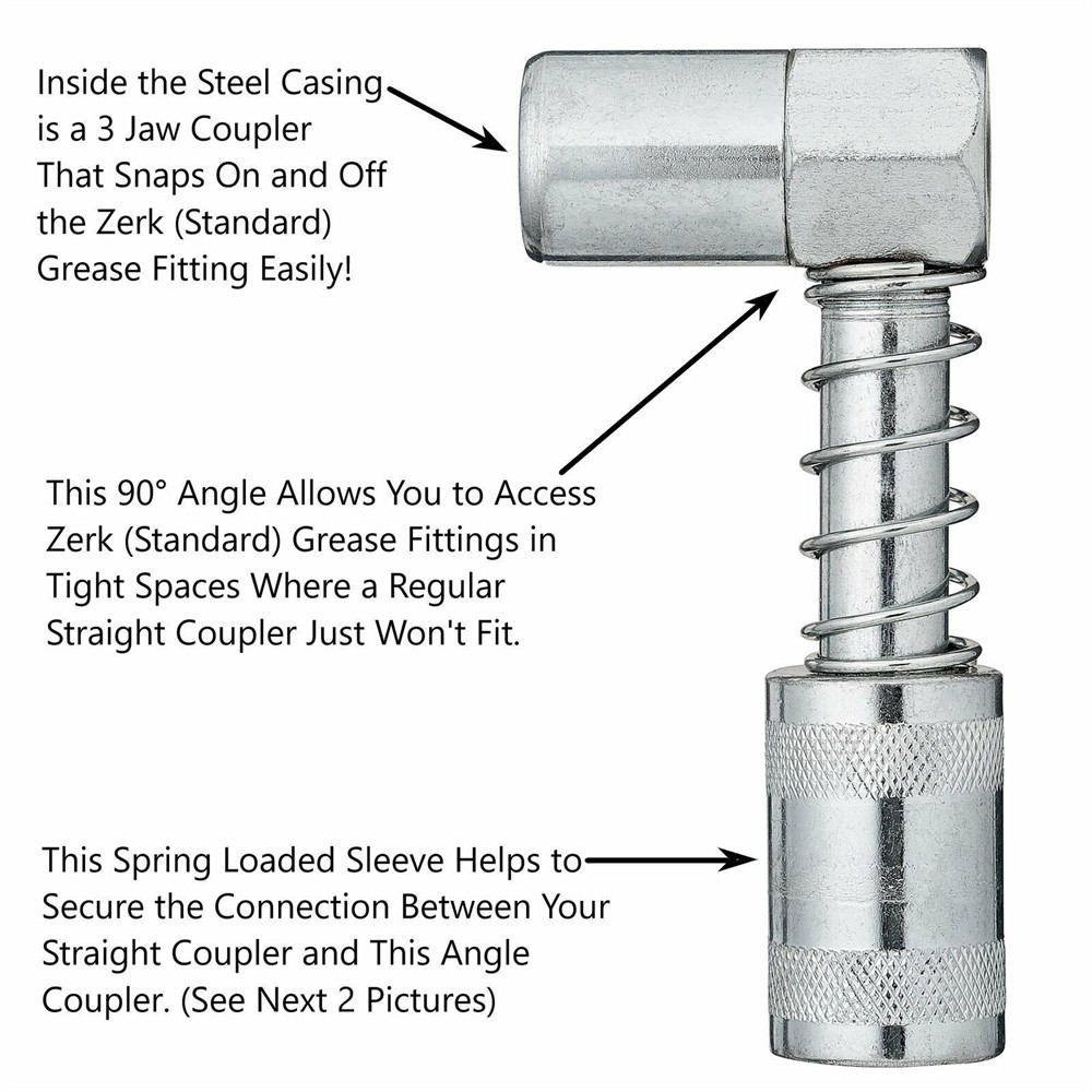 1PC Grease Nozzle Adapter Grease Gun-Accessory 90 Degree Grease Coupler Adapte