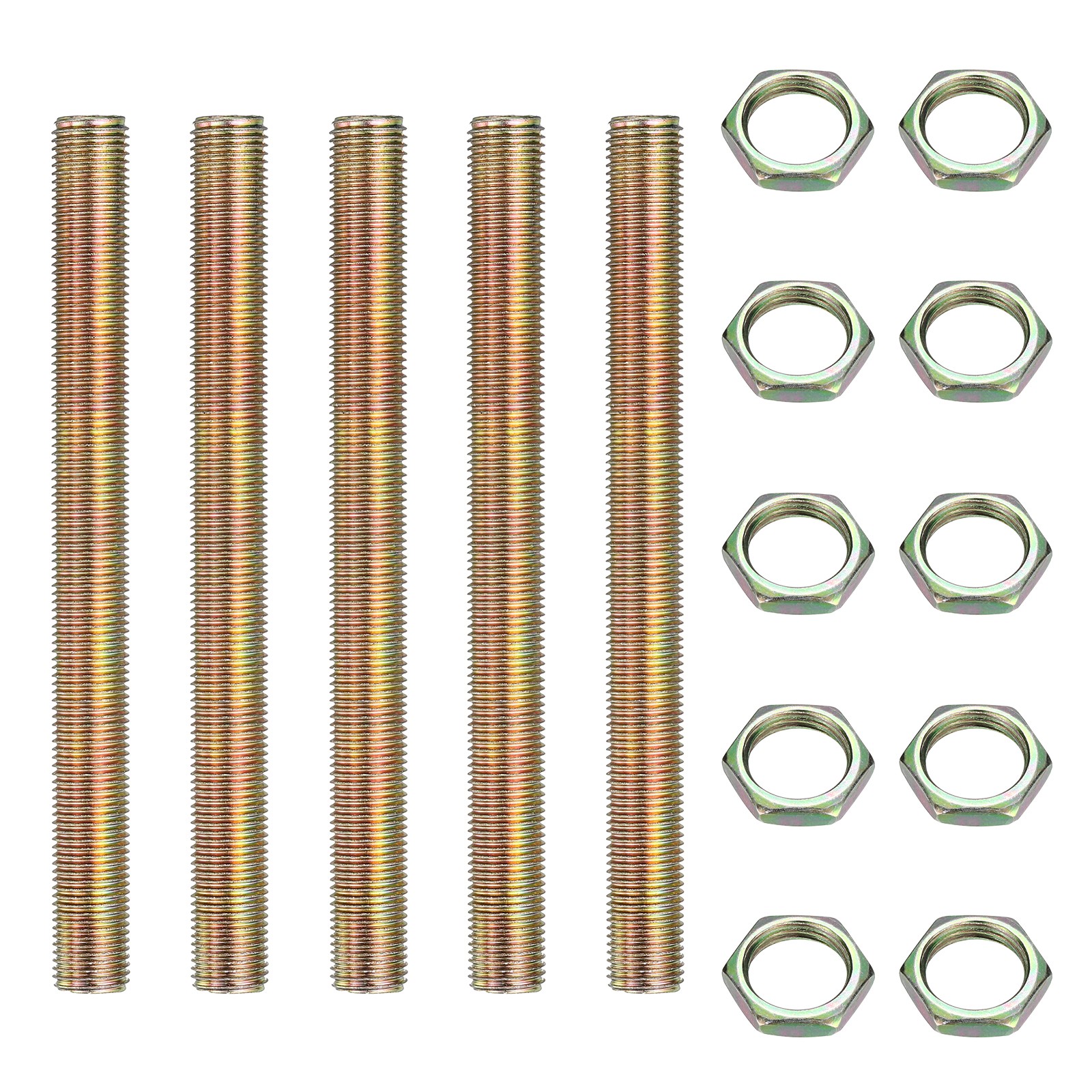 5Pcs 1/4IP Threaded 4.7" Lamp Pipe Nipples Kit with Lock Nuts, Color Zinc