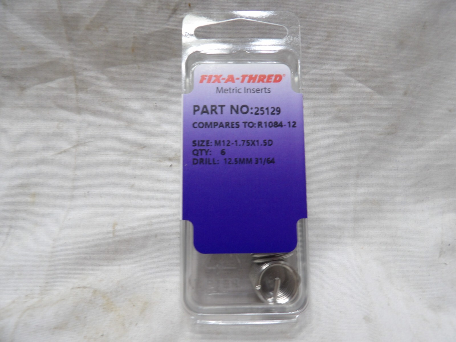Fix-A-Thred Metric Inserts #25129 Size:  M12-1.75x1.5D (Pkg of 6)