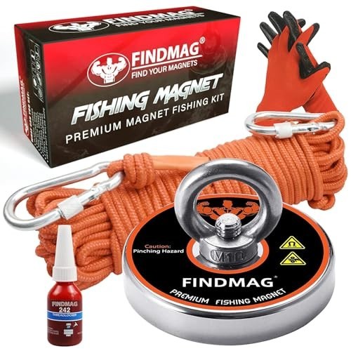600 lb Fishing Magnet Kit Double Sided Magnet Fishing Kit and Rope with Case