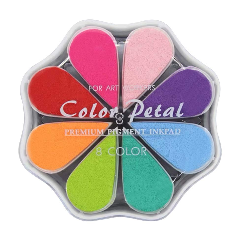 8 Color Craft Rainbow Finger Ink Pads Stamps, Small Stamp Ink Pads, Pigment P...