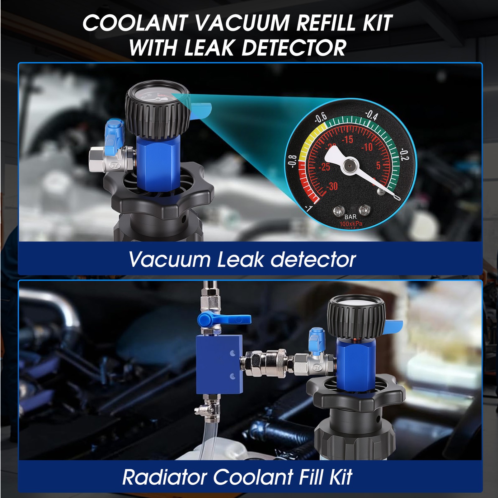 Cooling System Vacuum Fill Tool Radiator Pressure Tester Test Kit With Adapters