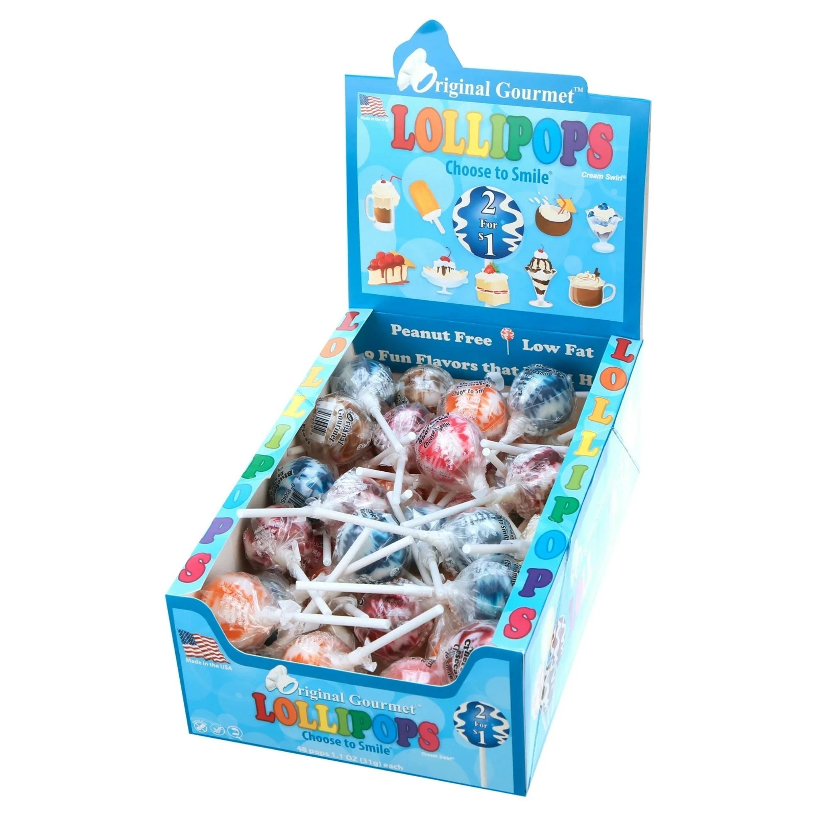 Original Gourmet Cream Swirl Lollipops, 1.1 Oz 48 count