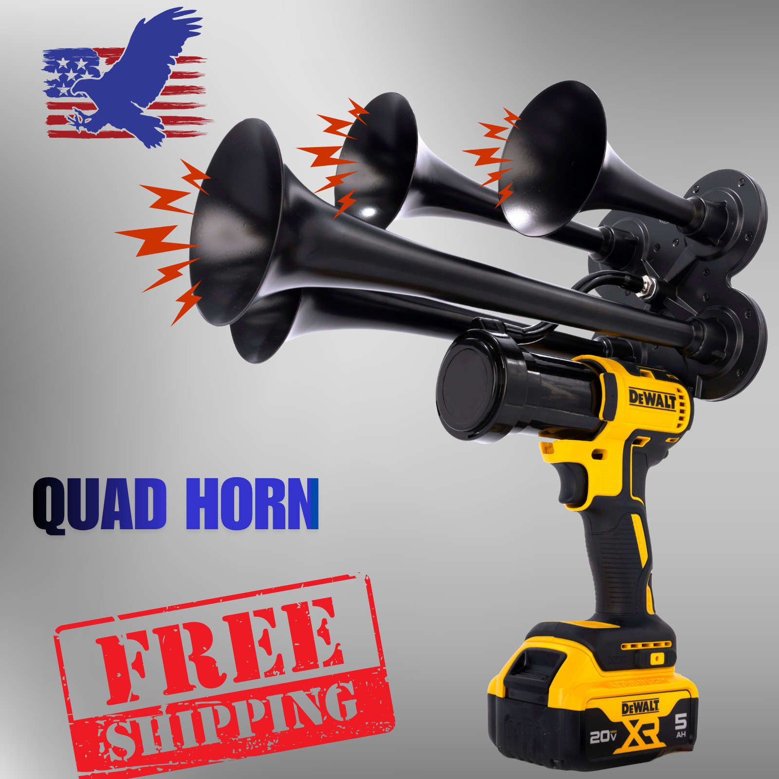 💥DeWalt 20V Impact Drill Train Air Horn 4X QUADRUPLE | Assembled in the USA