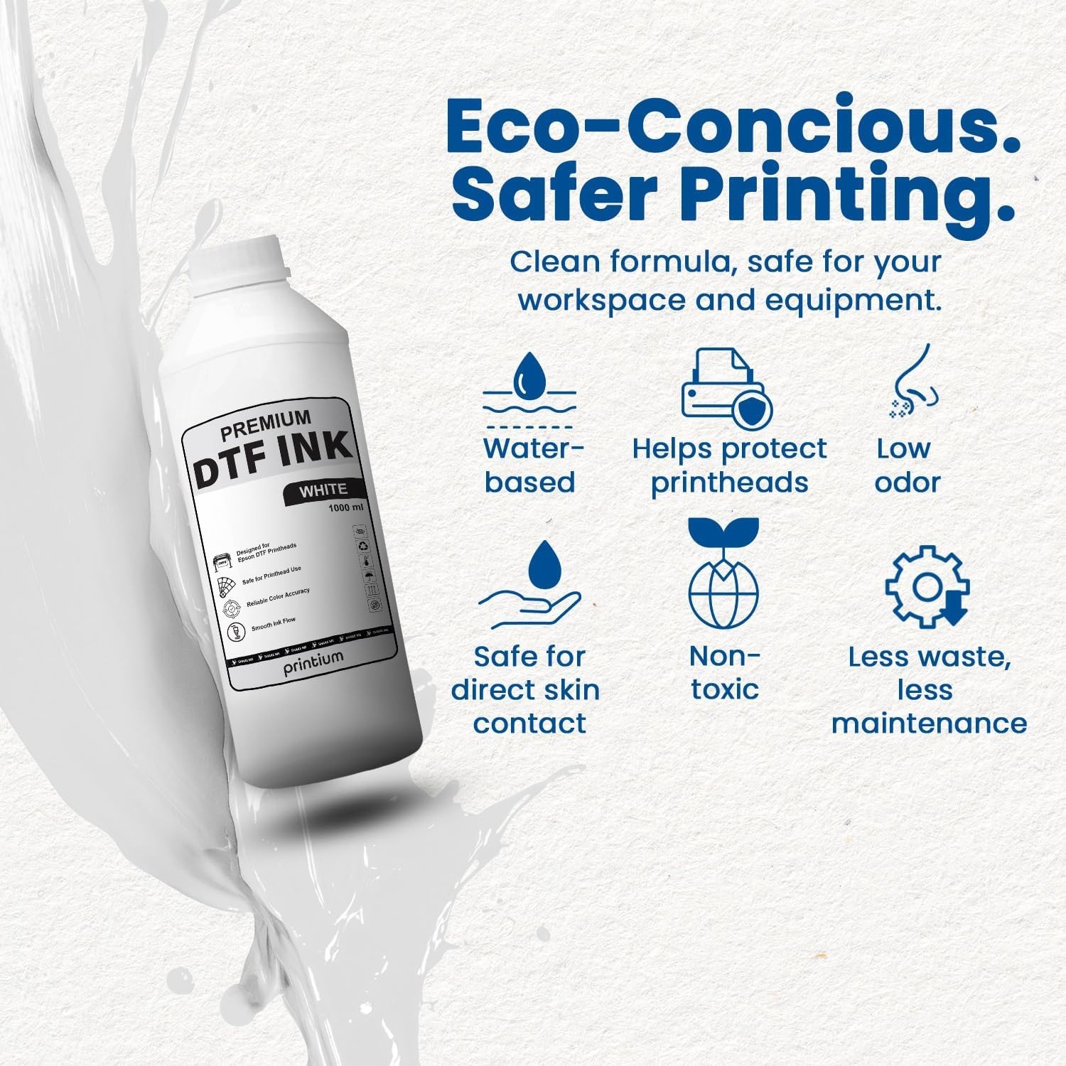 White DTF Ink 1000ml | Compatible with Various Printheads