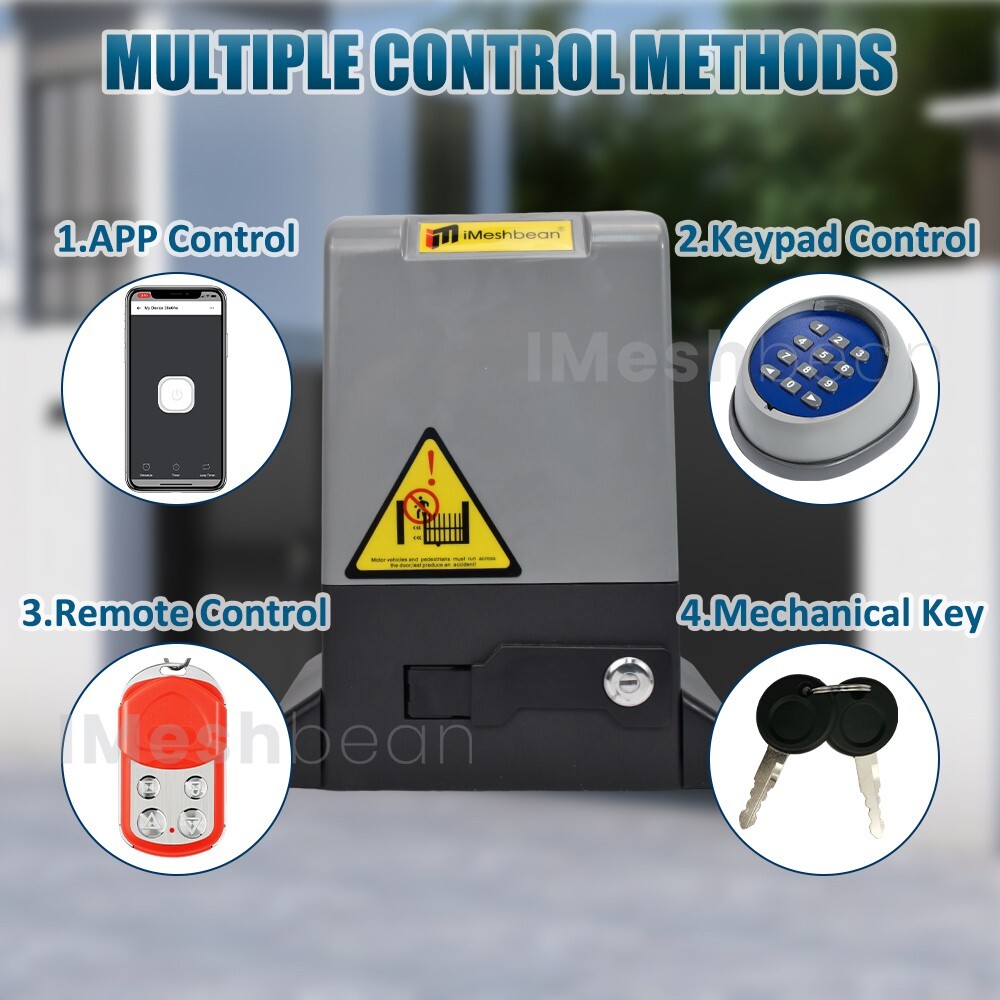 370W 2000LBS Automatic Sliding Gate Opener Rack Driven APP+Keypad+Remote Control