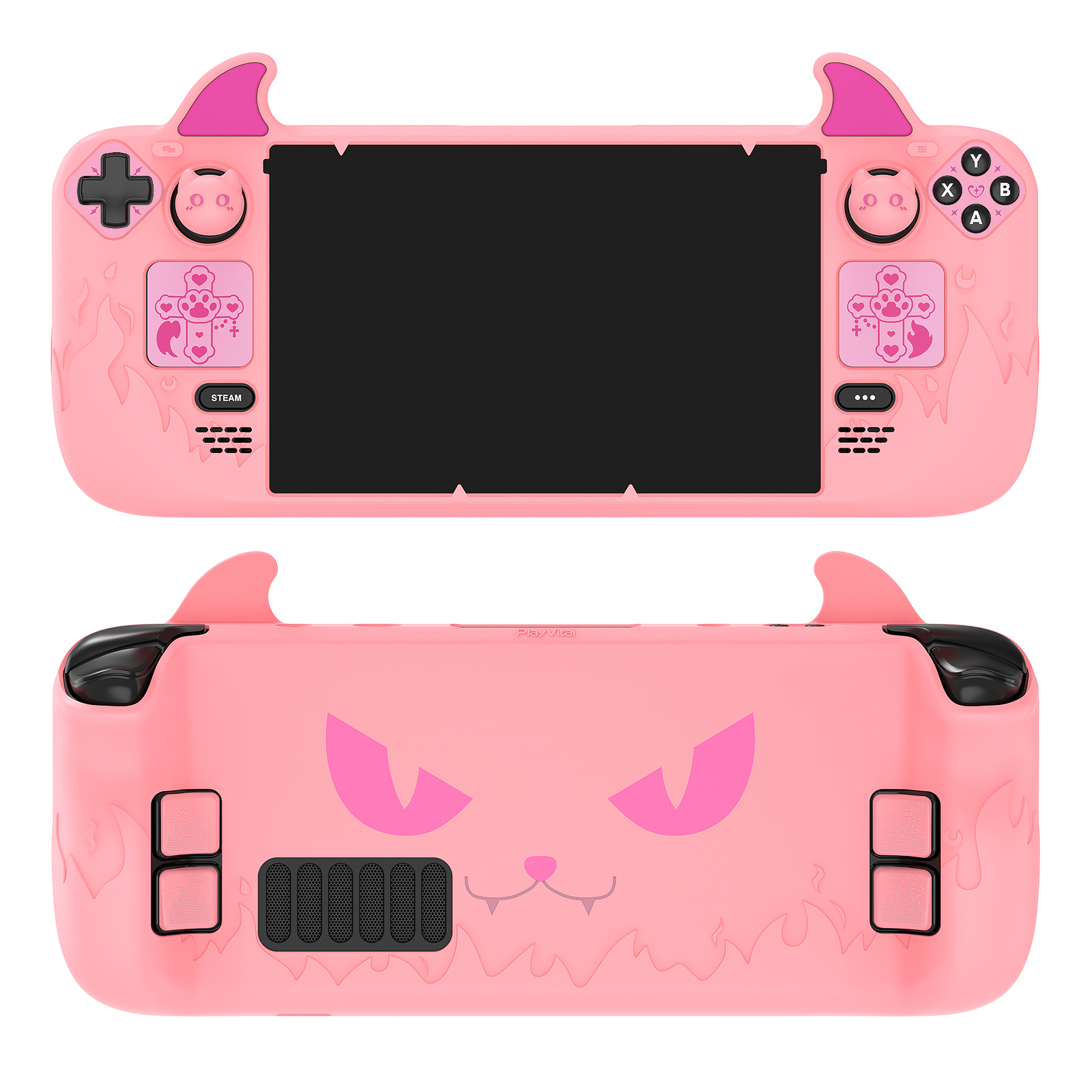 Protective CaseThumb Grip Caps Back Set Button for Steam Deck LCD & OLED- Pink