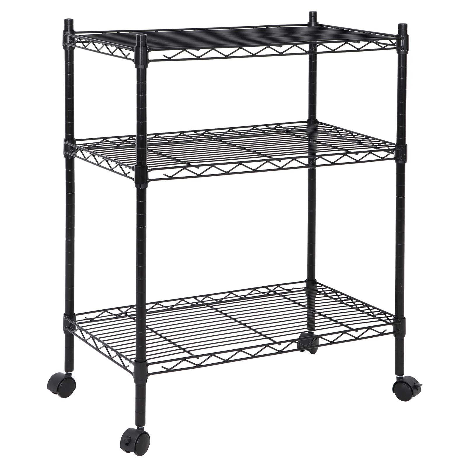 Unit Shelving Metal 3 Tier Wire Rack Organizer Adjustable Shelve with 4 Wheels
