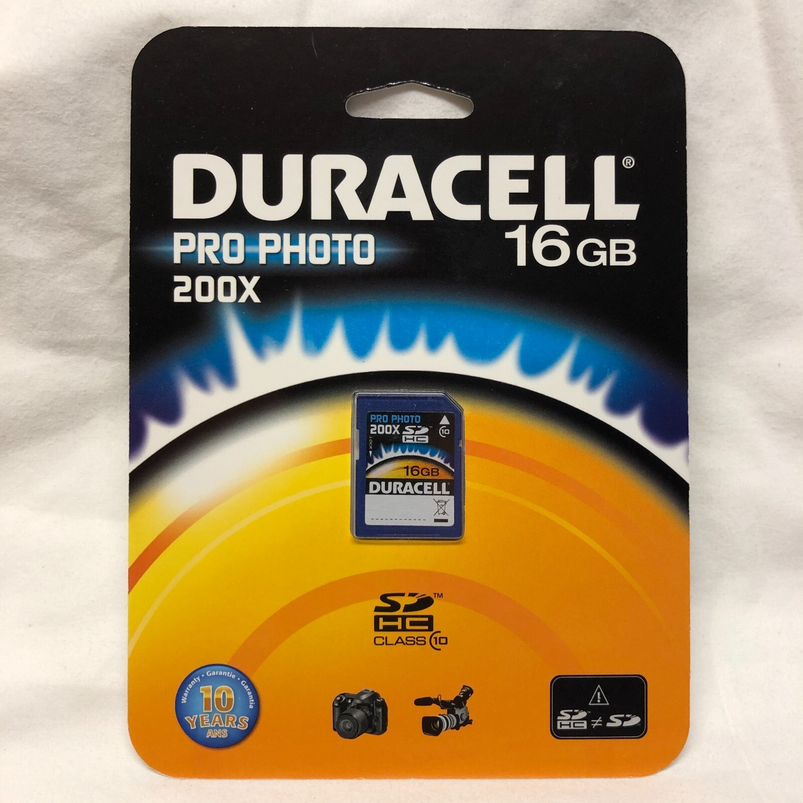 Duracell DU-SD1016G-C 16GB Pro Photo 200x Secure Digital HC Class 10 SDHC Memory