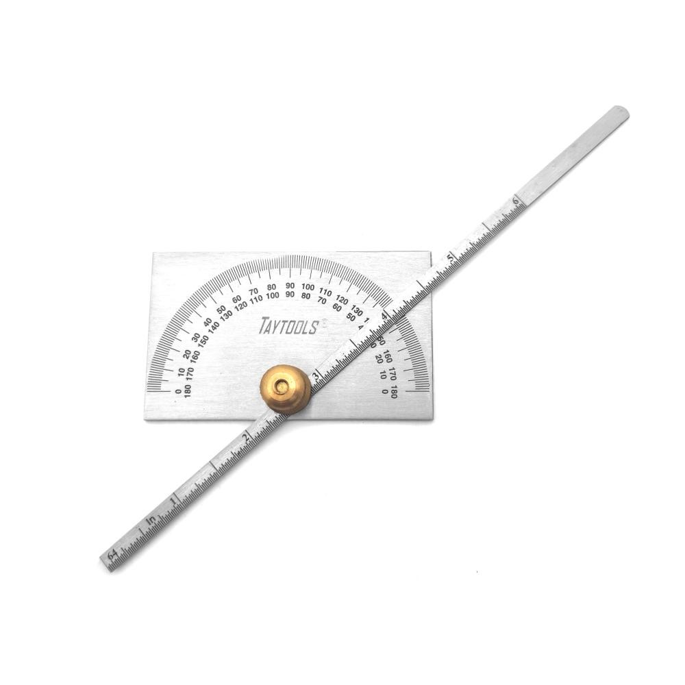 Taytools 6" Rectangular Head Depth Gauge Protractor Stainless Steel Brass Knob