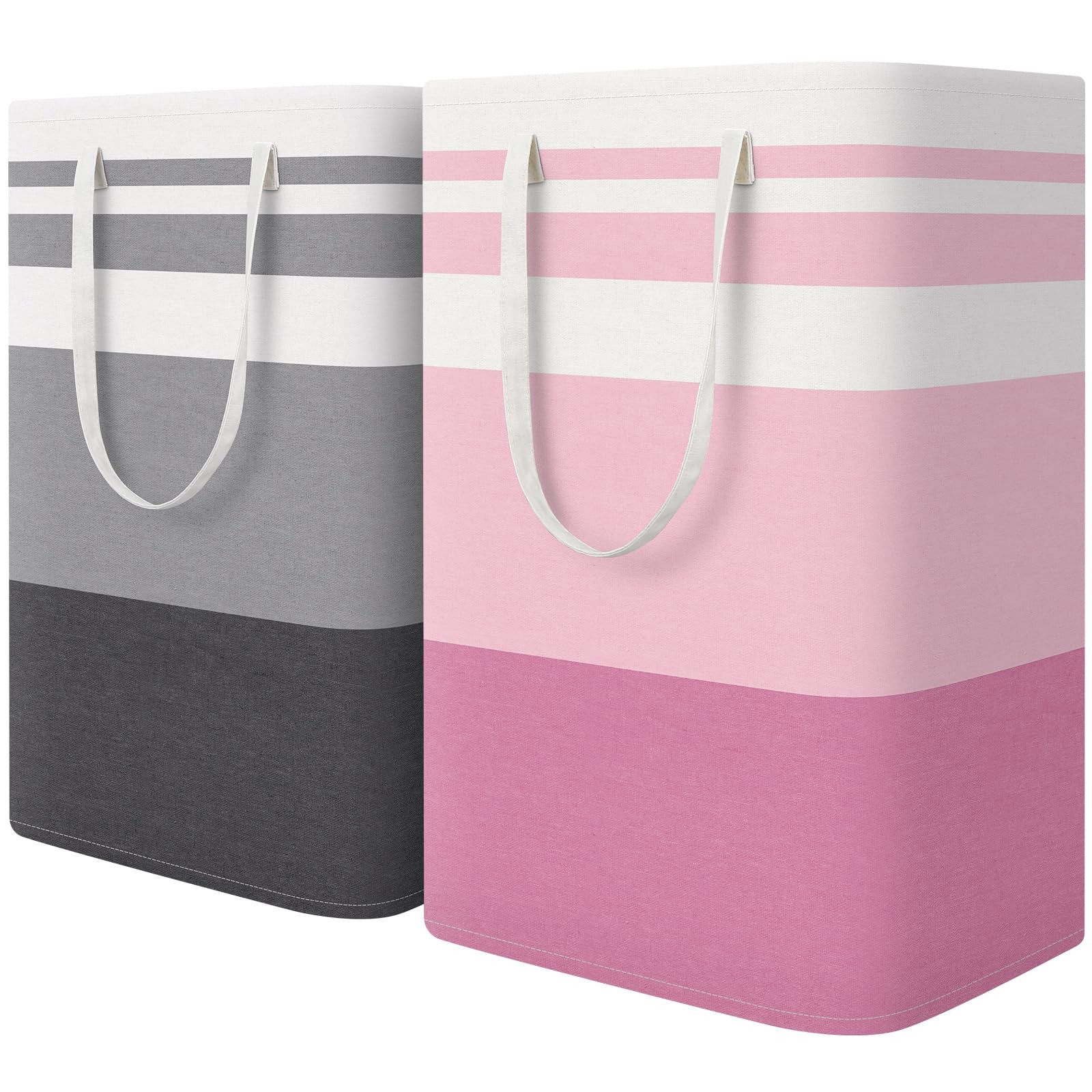 HomeHacks 2-Pack Large Laundry Baskets Waterproof Freestanding Collapsible