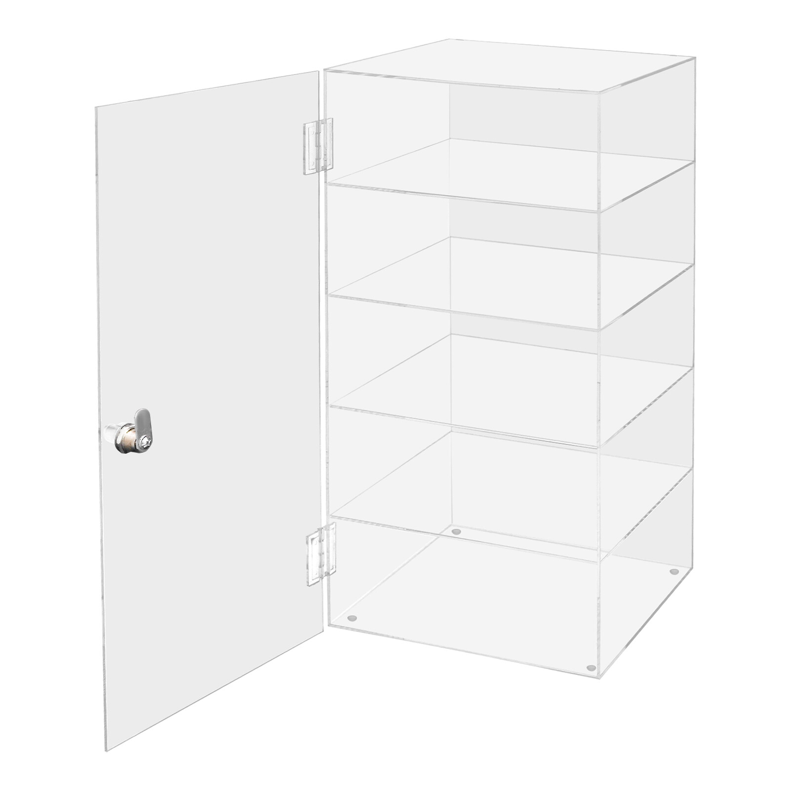 5-Tier Acrylic Display Case Large Capacity Clear Countertop Showcase with Lock