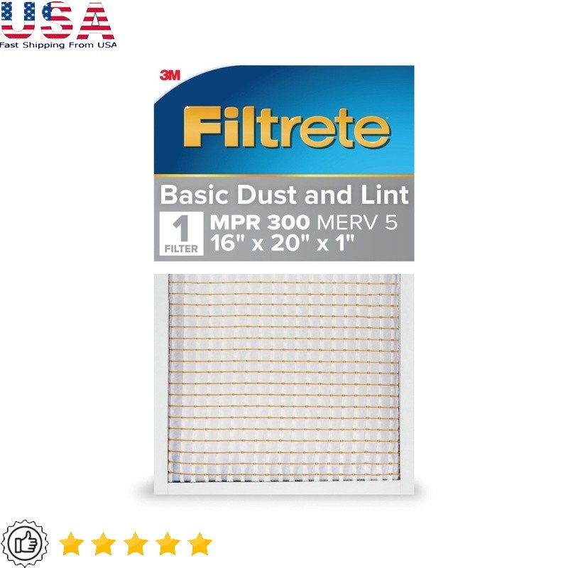 Pleated Air Filter 16x20x1 MPR 300 MERV 5 HVAC Dust Reduction Clean Living New