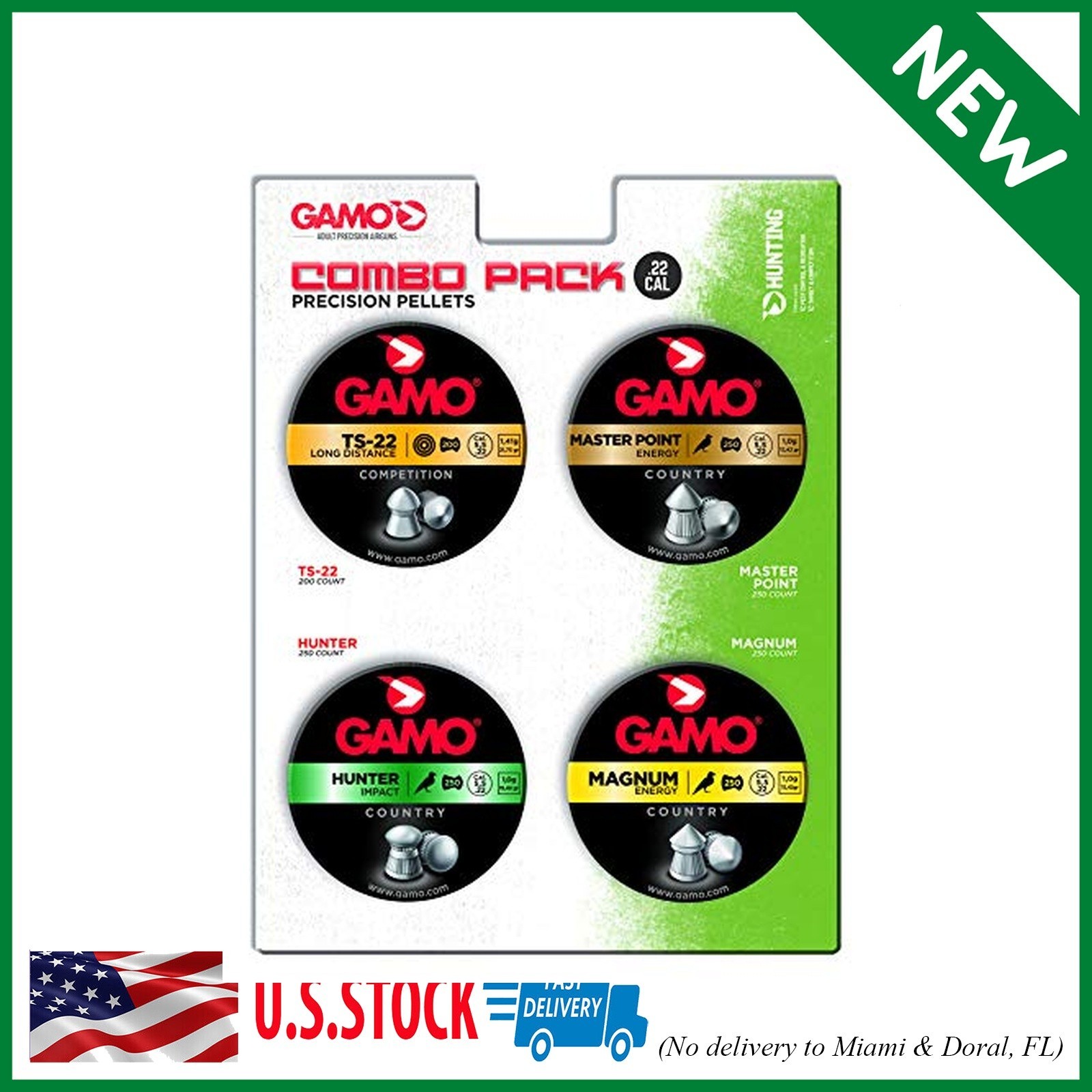Gamo Combo Pack Assorted Air Rifle Pellets, .22 Caliber (TS-22, Hunter, Magnum,