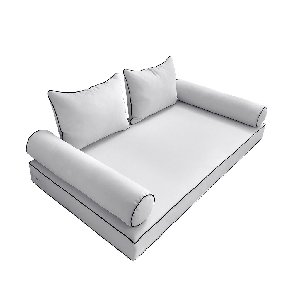 Style4 5PC Contrast Pipe Daybed Mattress Cushion Complete Set Queen Size AD105