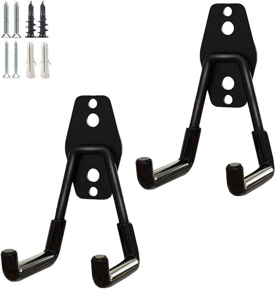 2 Pack Garage Storage Utility Hooks，Garage Garden Tool Organizer，Steel Black