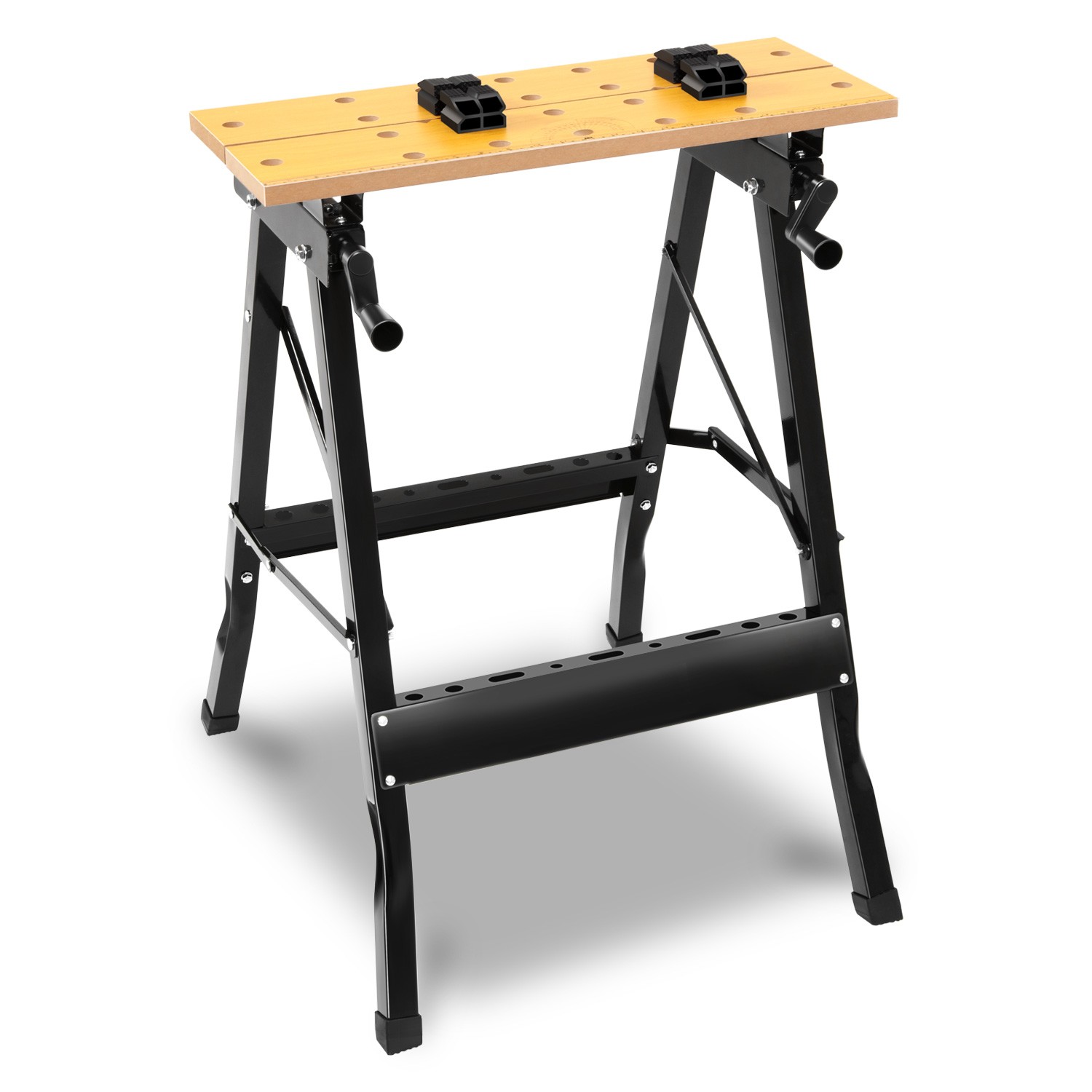 Yellow 100 KG Portable Foldable Adjustable Powder Coating Work Bench Wood Top