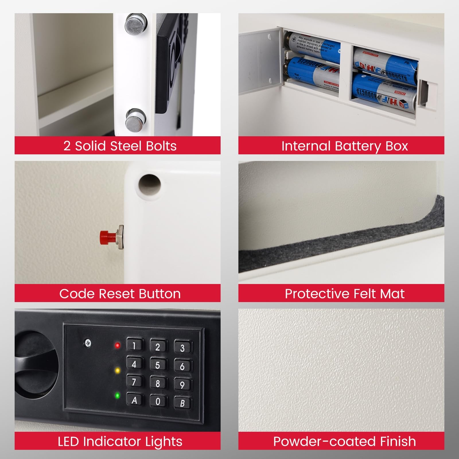 Wall Safe, Flat Recessed Hidden Wall Mount Safe Security Box w/LED Lights & D...