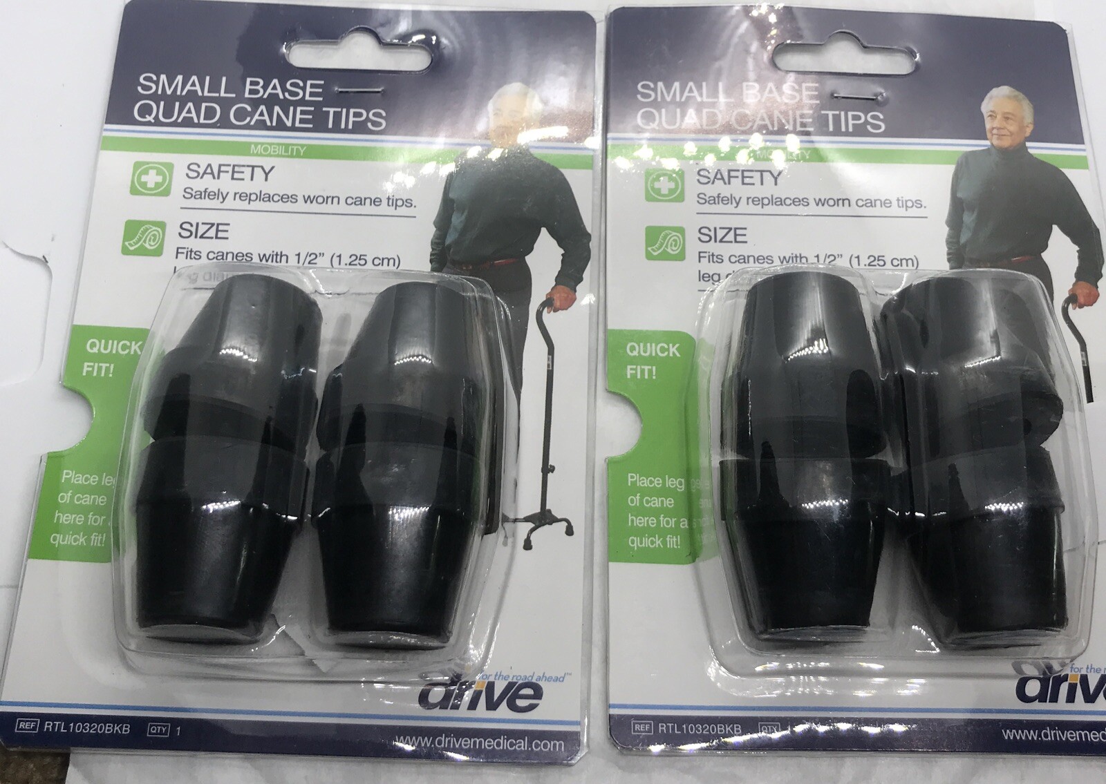 Drive Cane Tips 1/2" Metal Reinforced 4 ct Black (RTL 10320BKB)