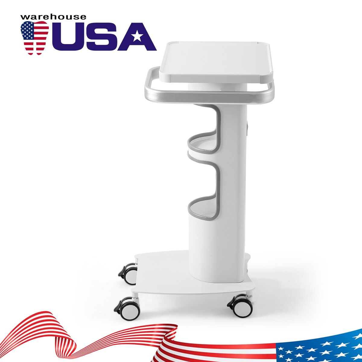 Medical Dental Trolley for Clinics-Easy Install w/Outlet Oversized Silent Wheels