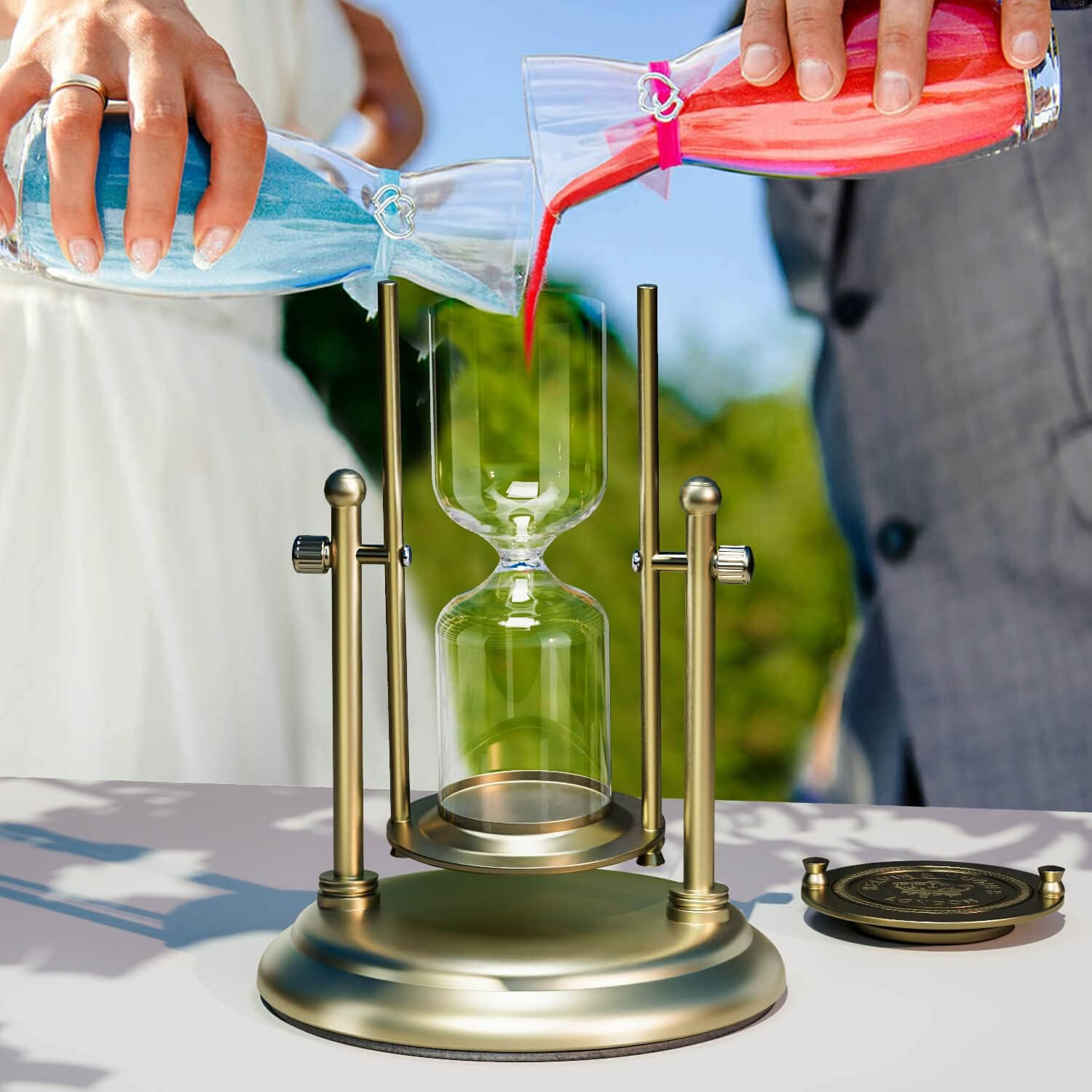 Empty Hourglass Fillable, Brass 360° Rotating DIY Sand Timer, Unity Sand Hourgla