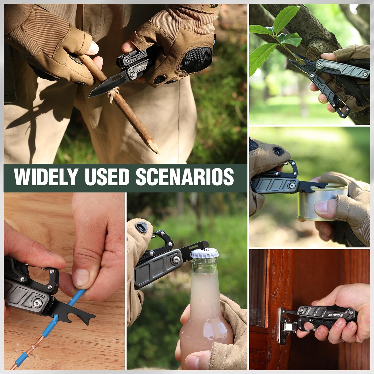 WORKPRO Multitool-11 in 1 Multitool Pliers Folding EDC Multi Knife w/Pocket Clip