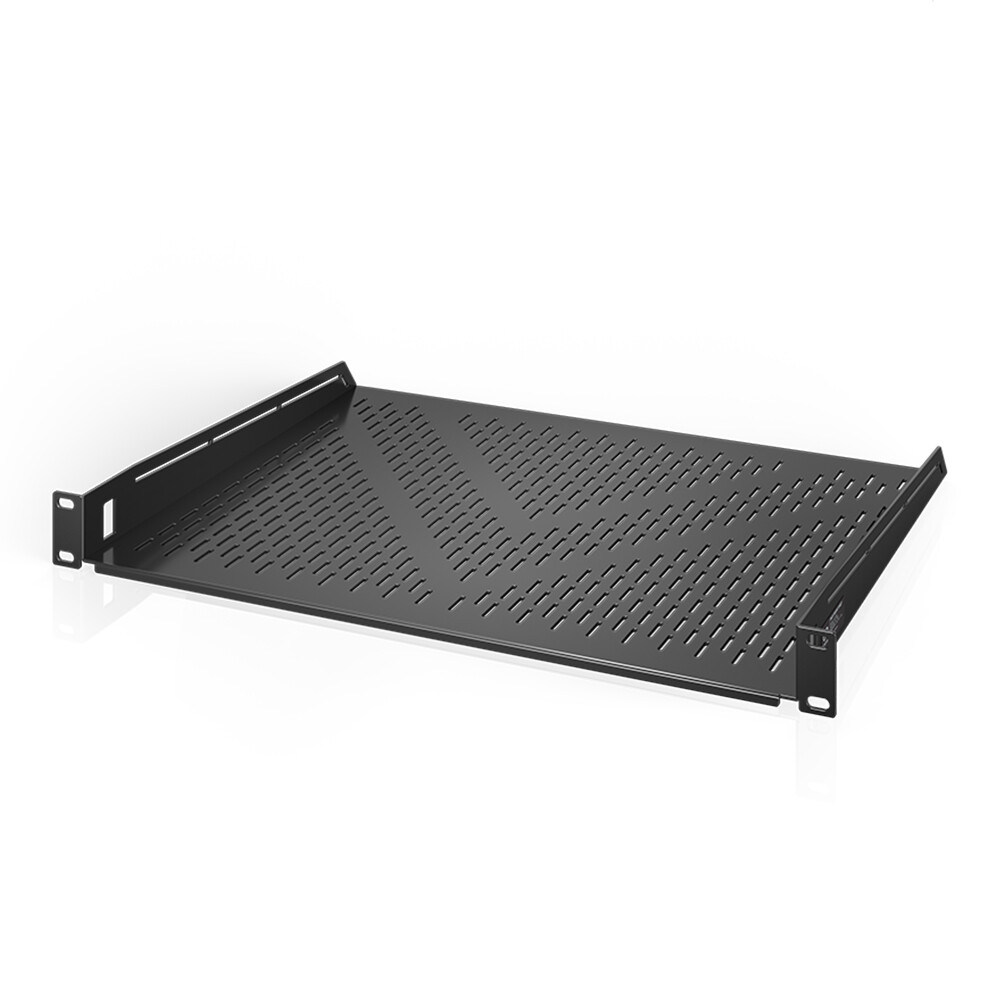Vented Cantilever 1U Universal Rack Shelf, 14" Deep for 19" Racks, 60lb Capacity