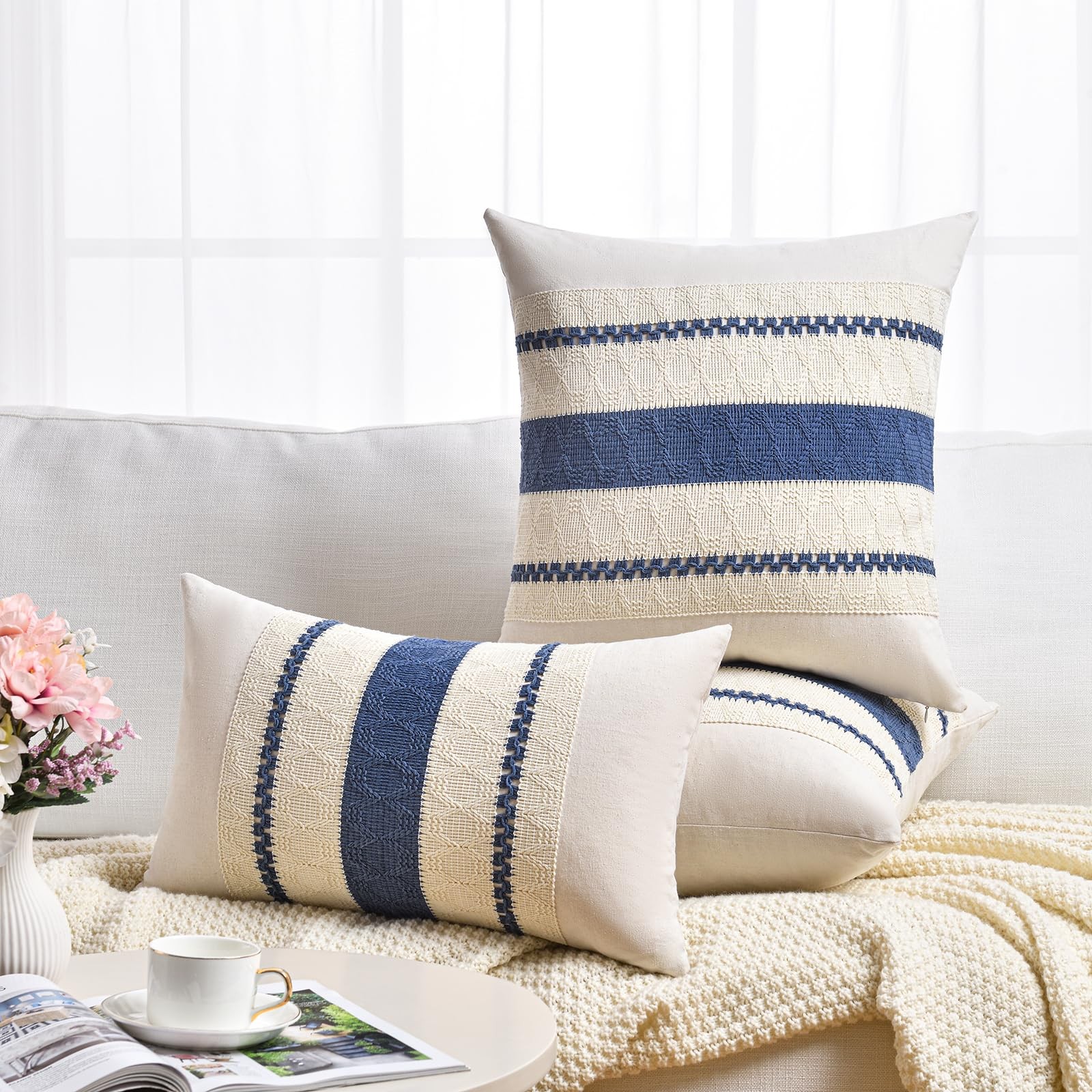 Fancy Homi Set of 2 Dusty Blue Vintage 18" x (Pack 2),