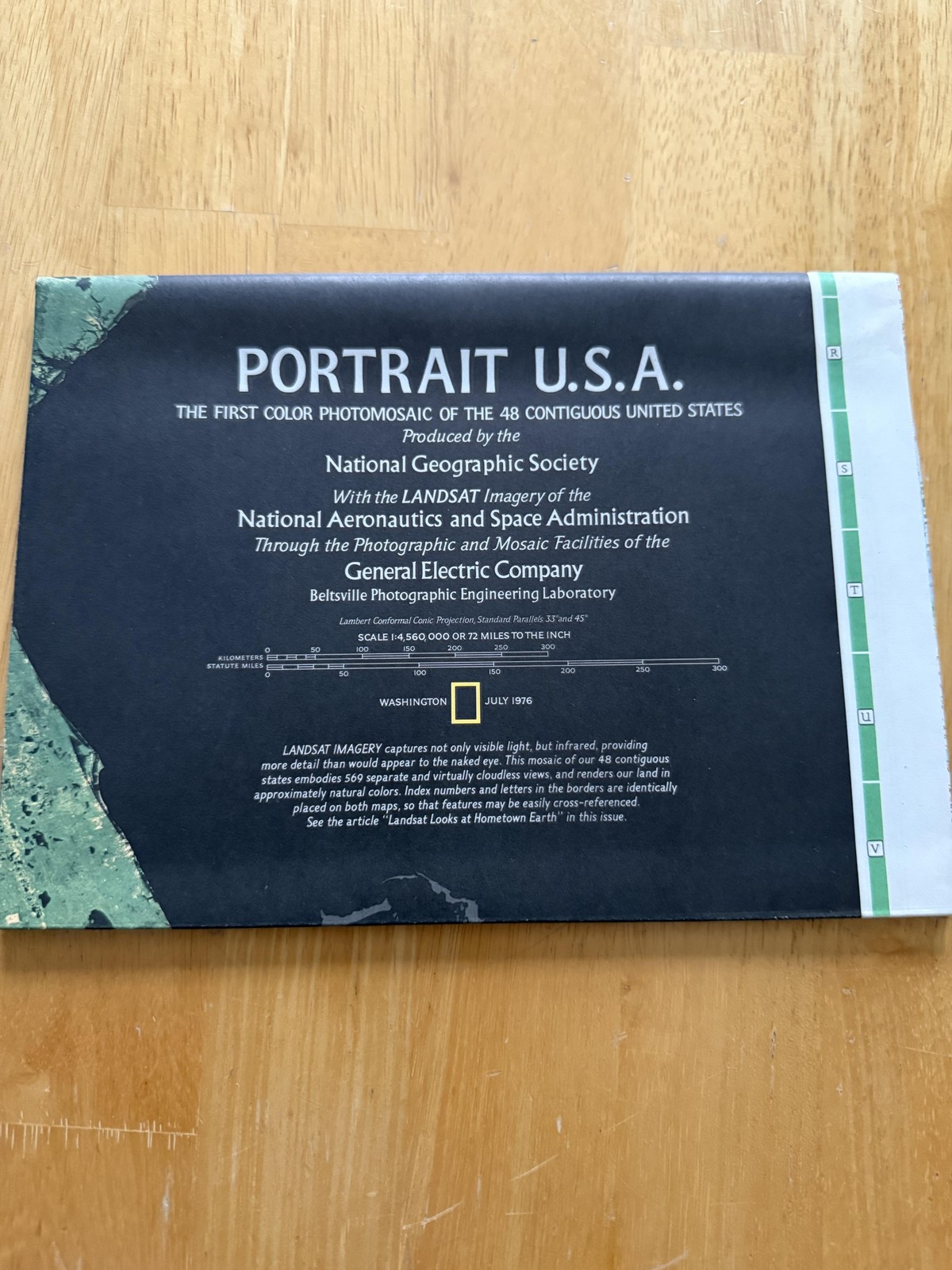 Vintage 1976 National Geographic Portrait USA Landsat Map United States Poster