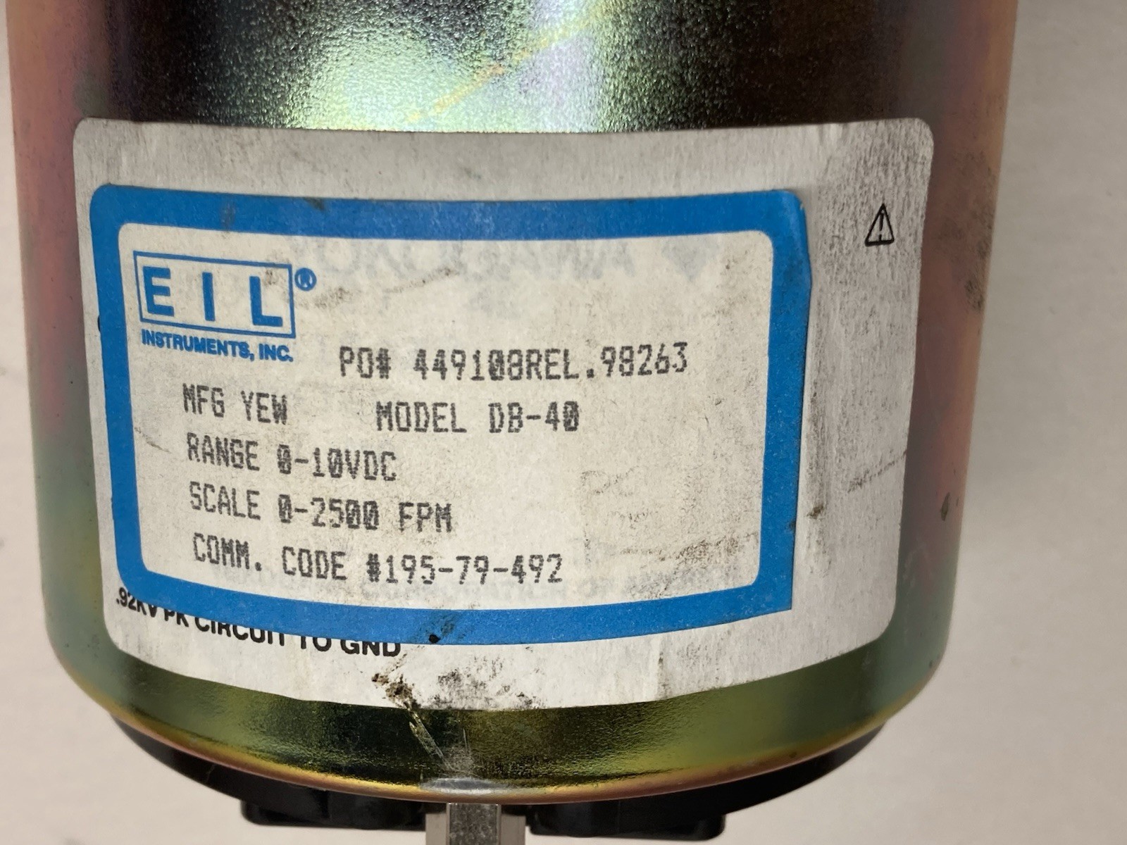 EIL Instruments,Model DB-40,Panel Mount Meter 0-10VDC Scale 0-2500 FPM