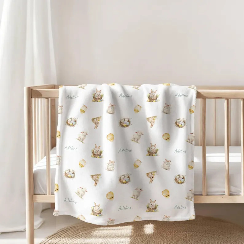 Personalized Easter Blanket Adorable Custom Kids Baby