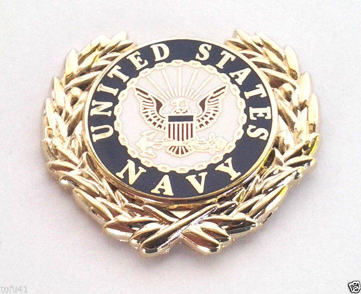 US NAVY LOGO WITH WREATH (1-1/16") Military Hat Pin P15777 EE