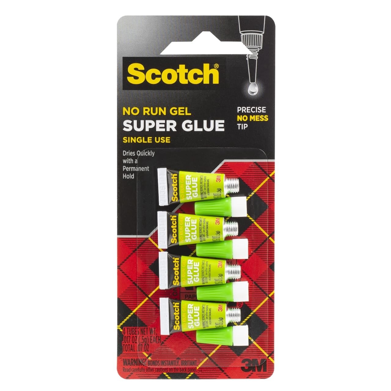Scotch No Run Gel Super Glue 4 Pack Clear Adhesive For Wood Metal Rubber Vinyl