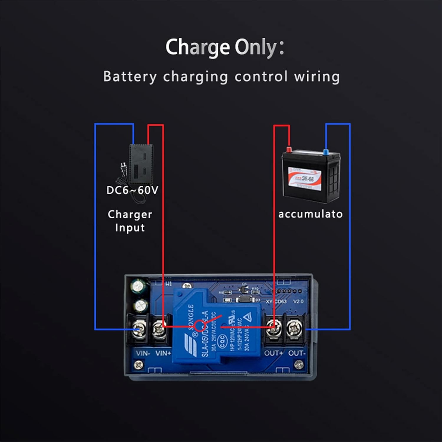 DC 6V-60V Low Voltage Protector Disconnect Switch Module with LCD Grey