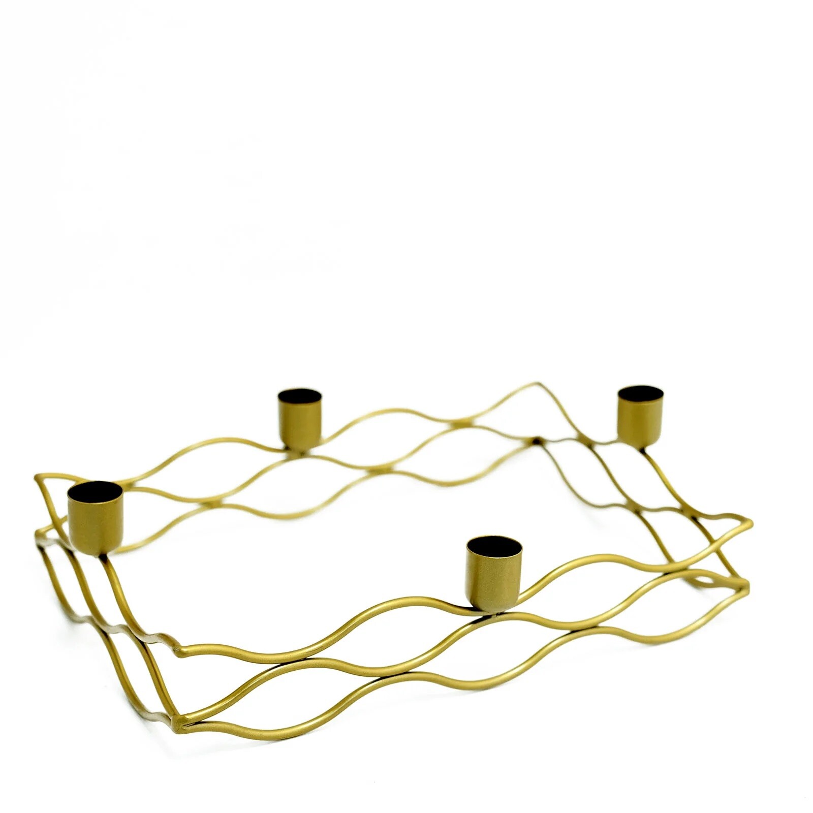 4 arm Gold Metal Rectangular Candelabra Taper Candle Holders Party Decorations