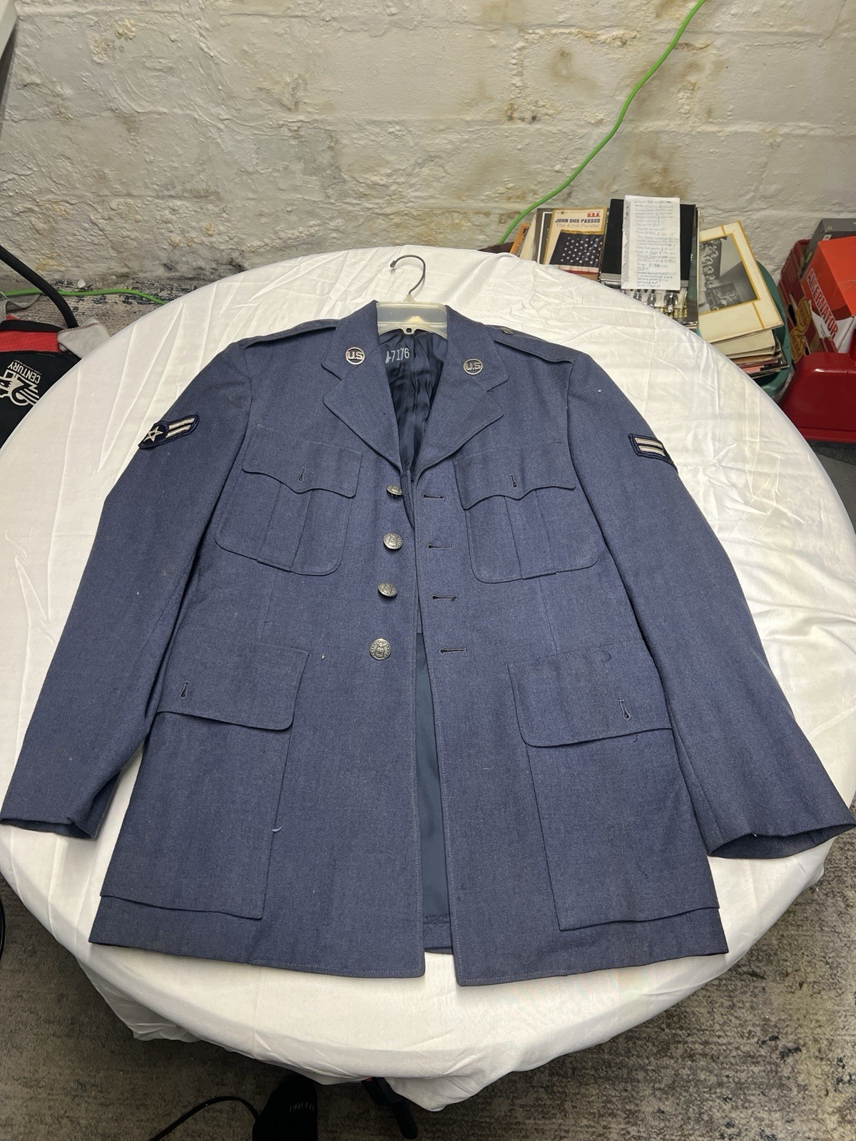 Vintage US Military Air Force USAF Service Dress Uniform Jacket 37R Blue Coat