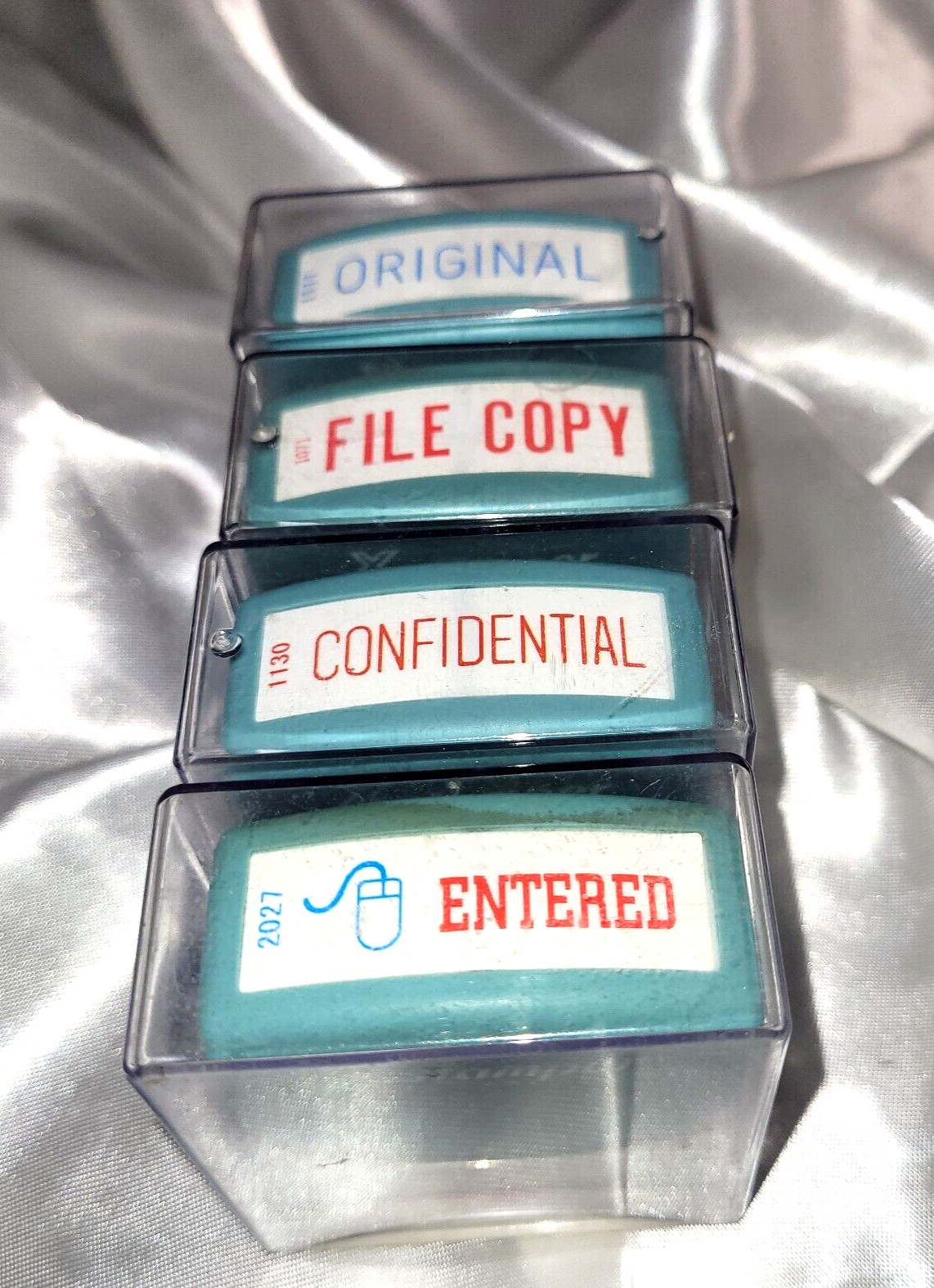 Set of Four X Stampers Vintage Eco-Green, Pre-Inked
