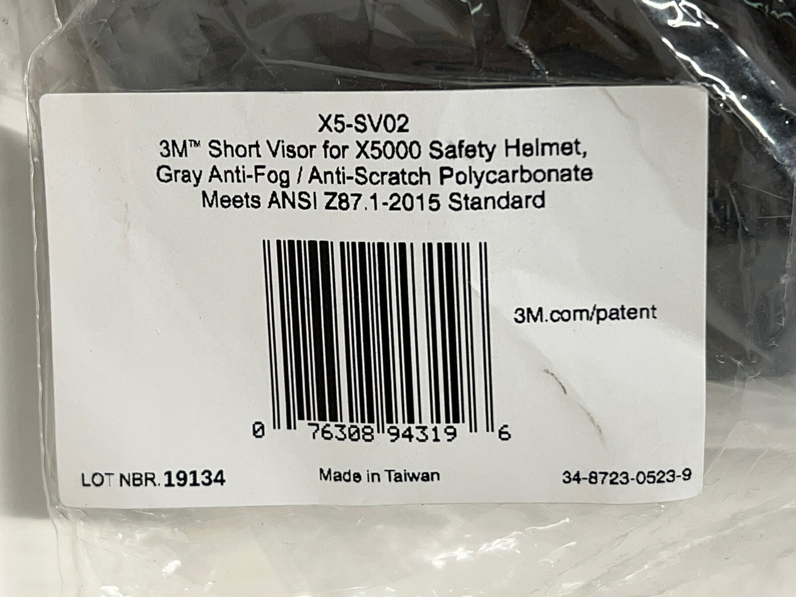 3M X5-SV02 Visor - Gray - 7" - Polycarbonate - NEW