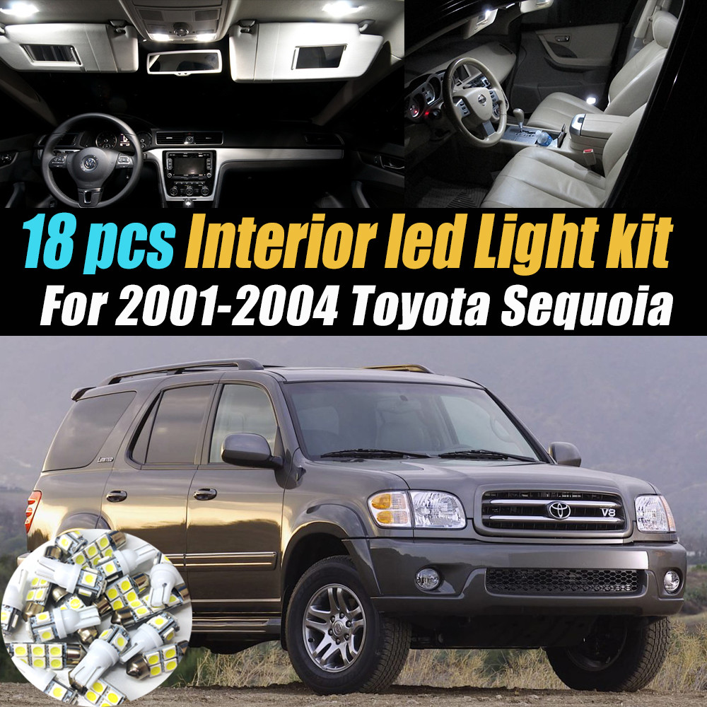 18Pc Super White Car Interior LED Light Bulb Kit for 2001-2004 Toyota Sequoia