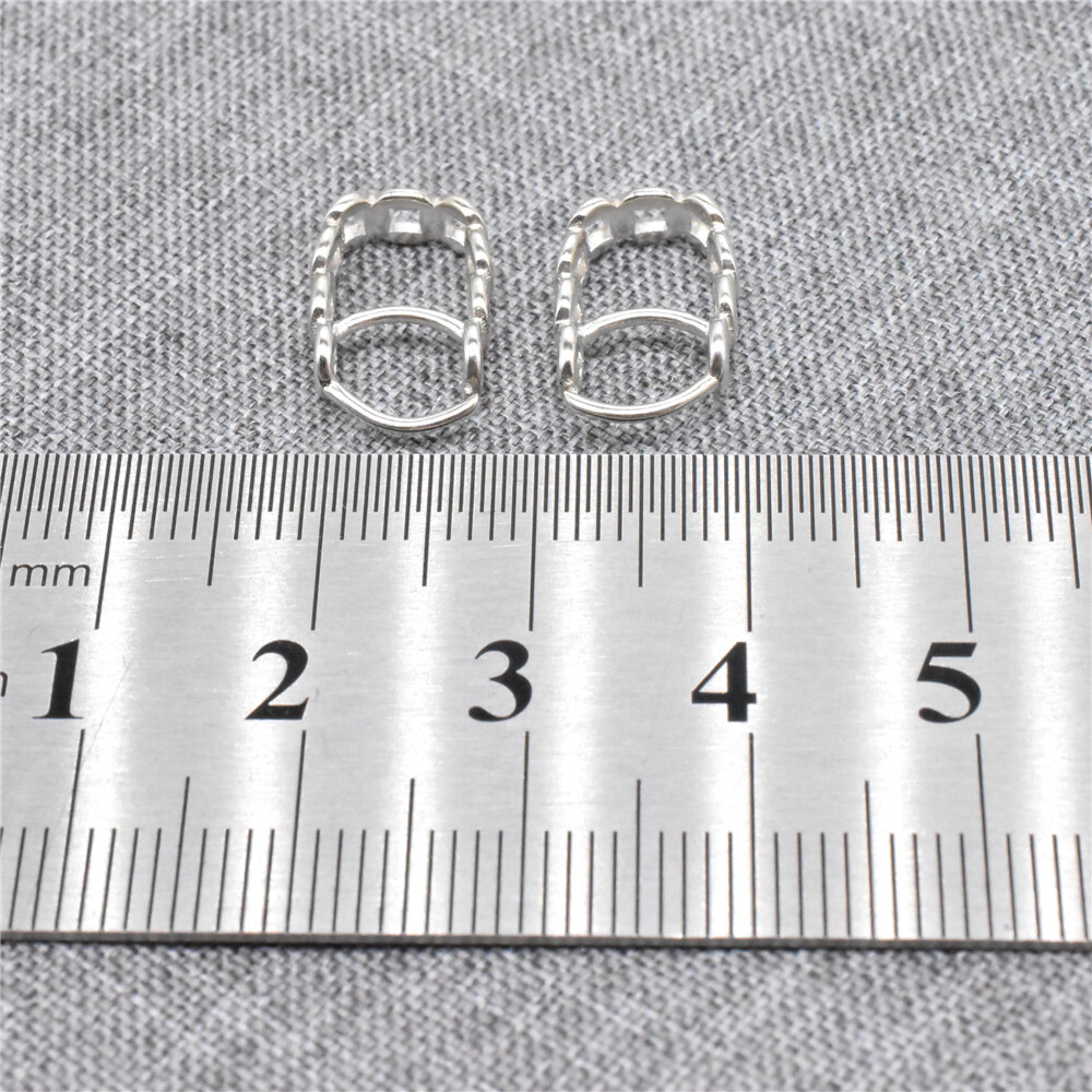 4pcs of 925 Sterling Silver Pinch Bails with Overlap Coin Design for Gemstone