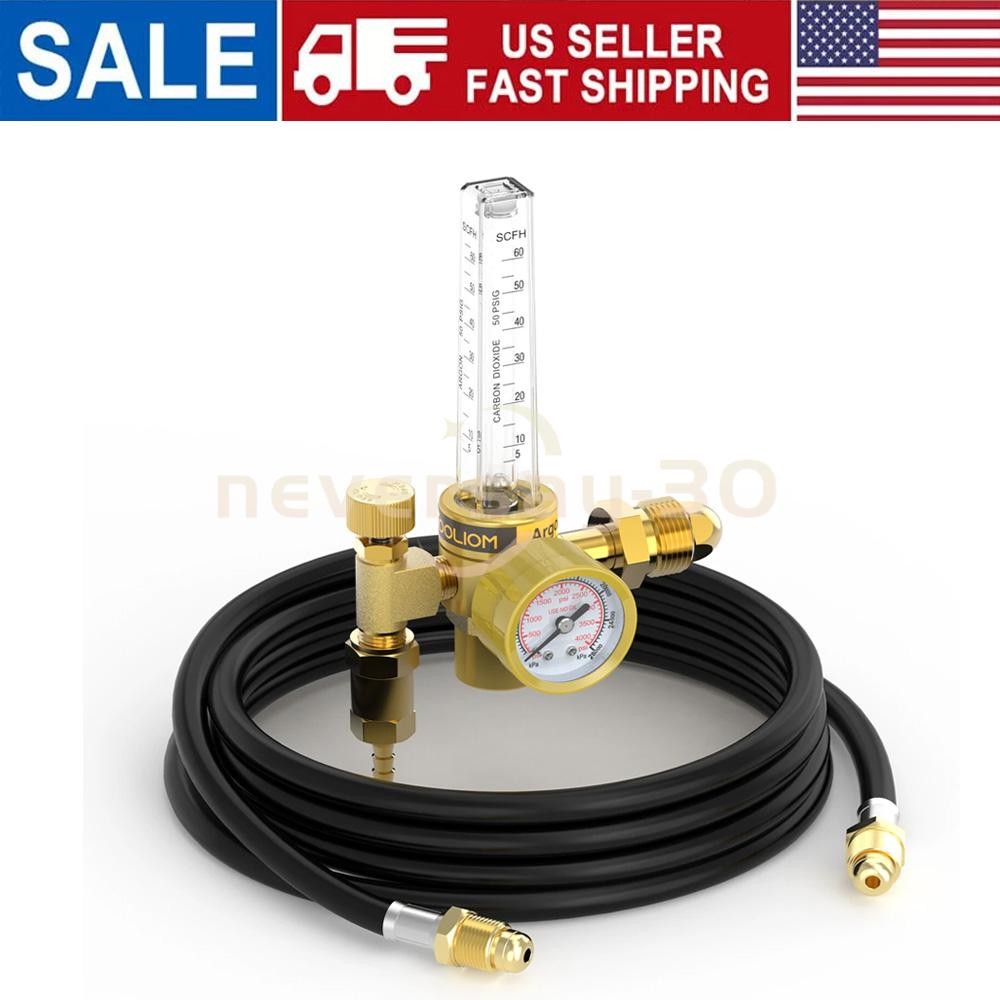 CO2 Argon Flow Meter Gas Regulator Gauge with Gas Hose Mig Tig Welding+Hose US