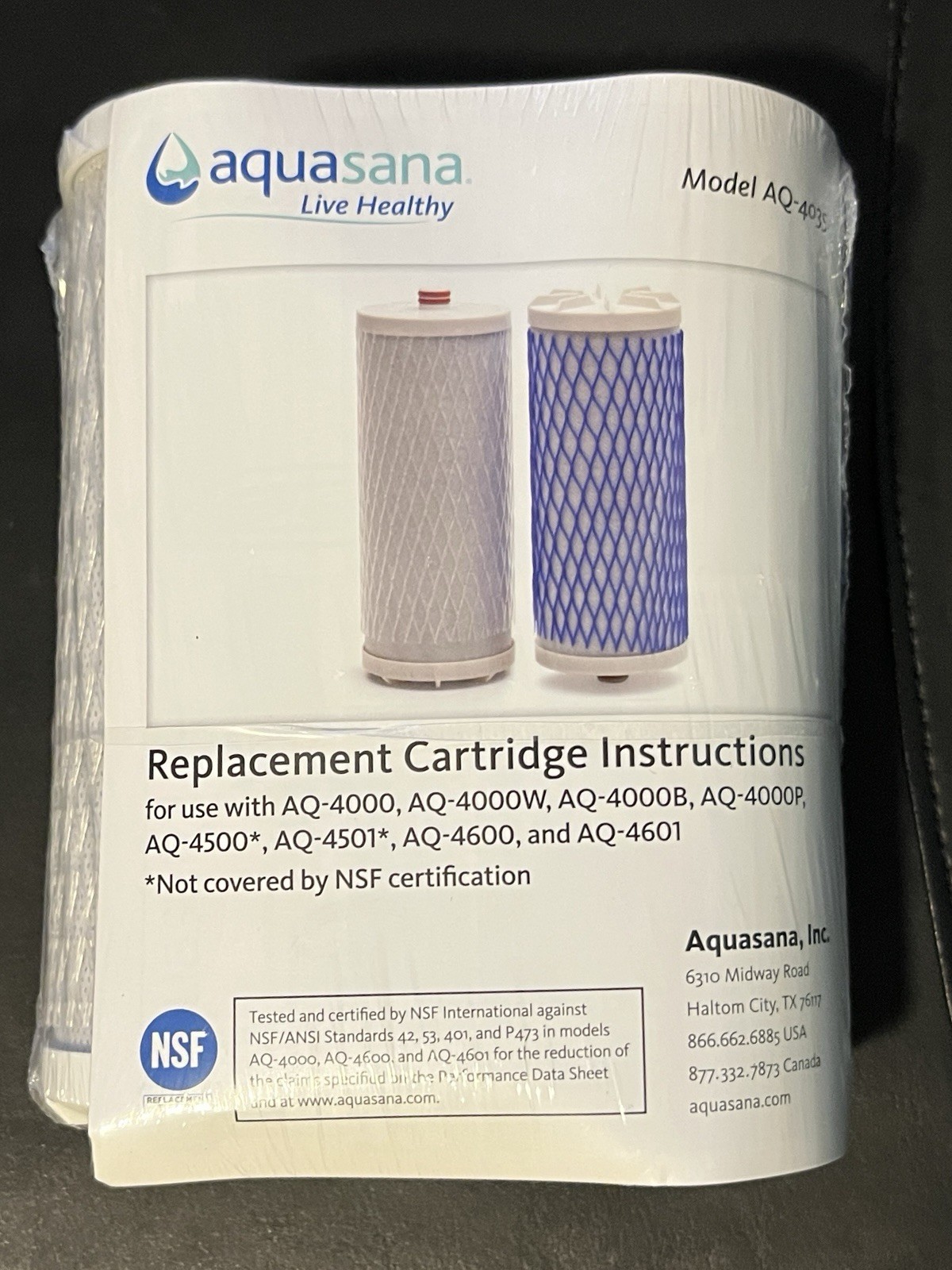 AQUASANA AQ-4035 CLARYUM REPLACEMENT CARTRIDGE SET SEALED GENUINE AQ-4000