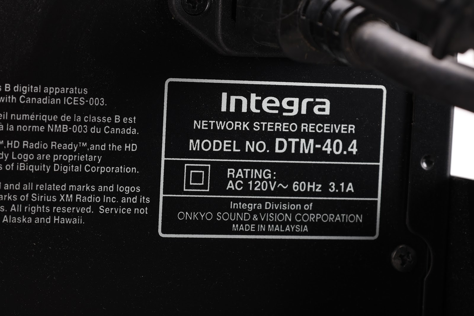 Integra DTM-40.4 Network Stereo Receiver W/ Rack Mount and Cable Bundle - Fair