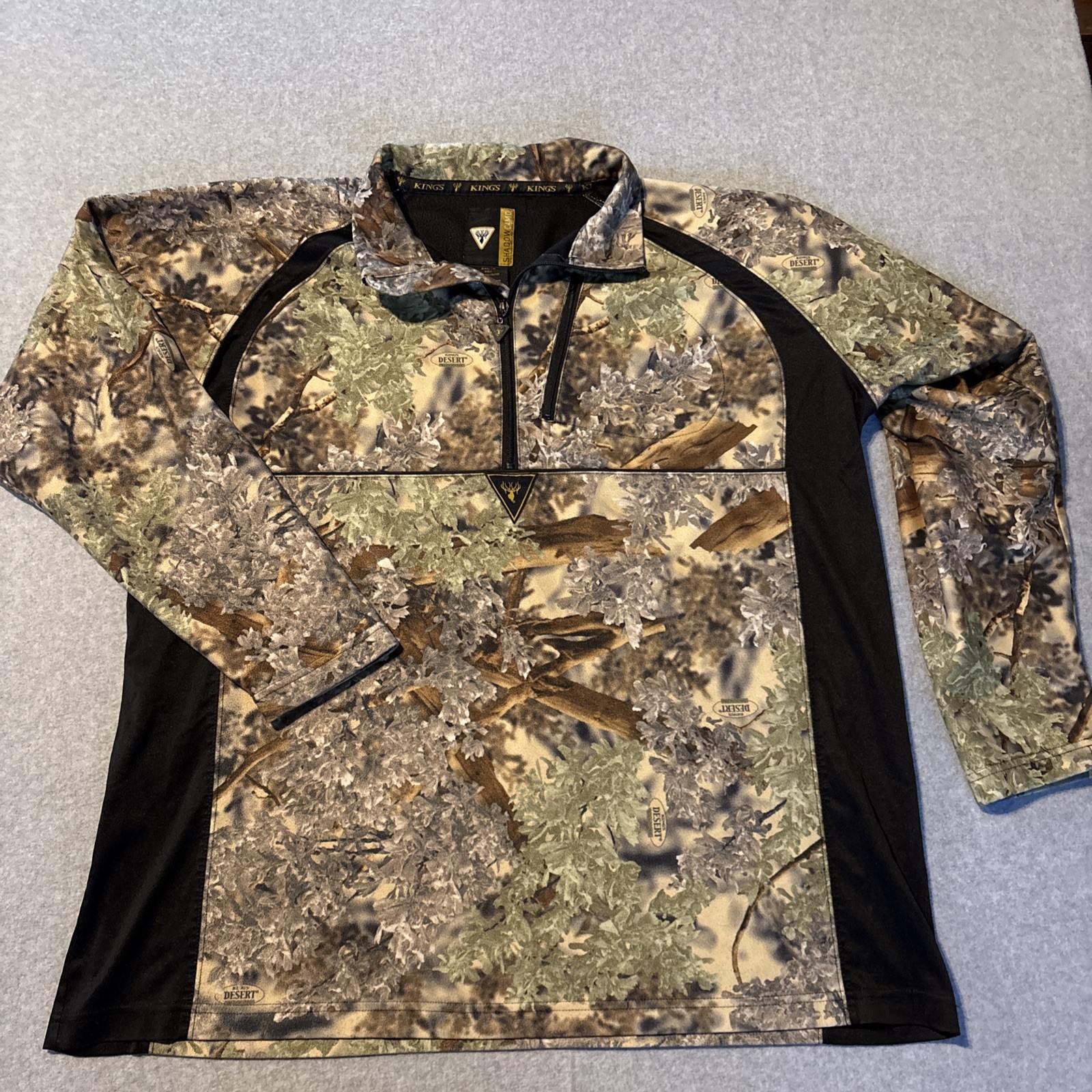 Kings Desert Shadow Camo Sz 2XL Long Sleeve 1/4 Zip Pullover Fleeced Lined Poly