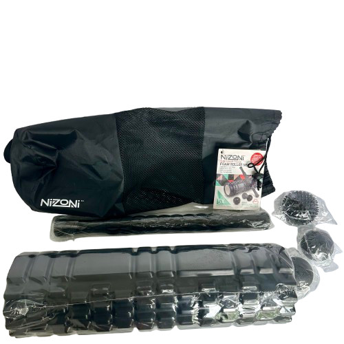 NIZONI 5-In-1 Deep Tissue Foam Roller Set Massage Recovery Kit W/ Carry Bag New
